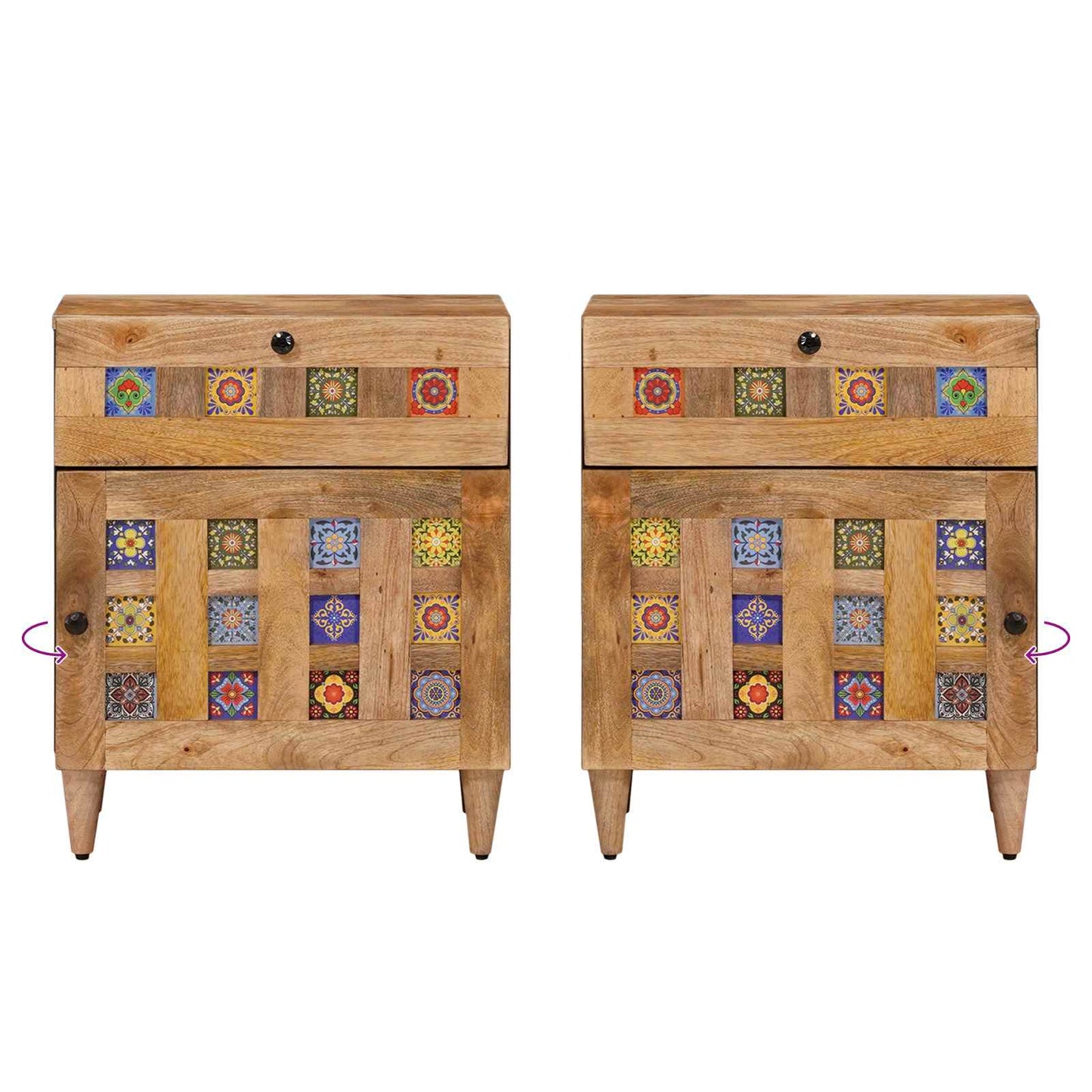 Bedside Cabinet Natural 50 x 33 x 60 cm Solid Mango Wood