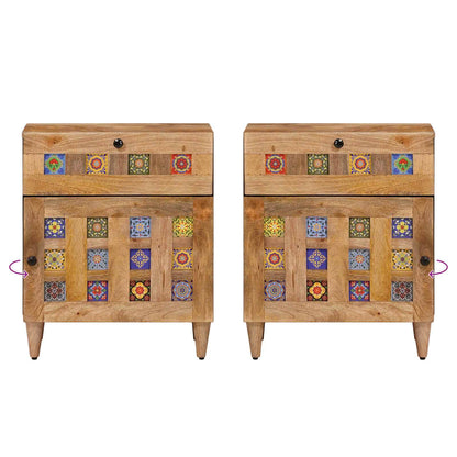 Bedside Cabinet Natural 50 x 33 x 60 cm Solid Mango Wood