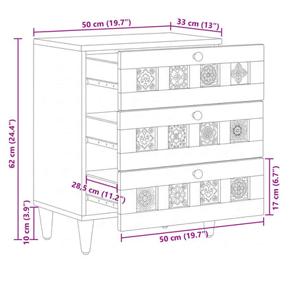 Bedside Cabinet Natural 50 x 33 x 62 cm Solid Mango Wood