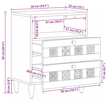 Bedside Cabinet Natural 50 x 33 x 62 cm Solid Mango Wood