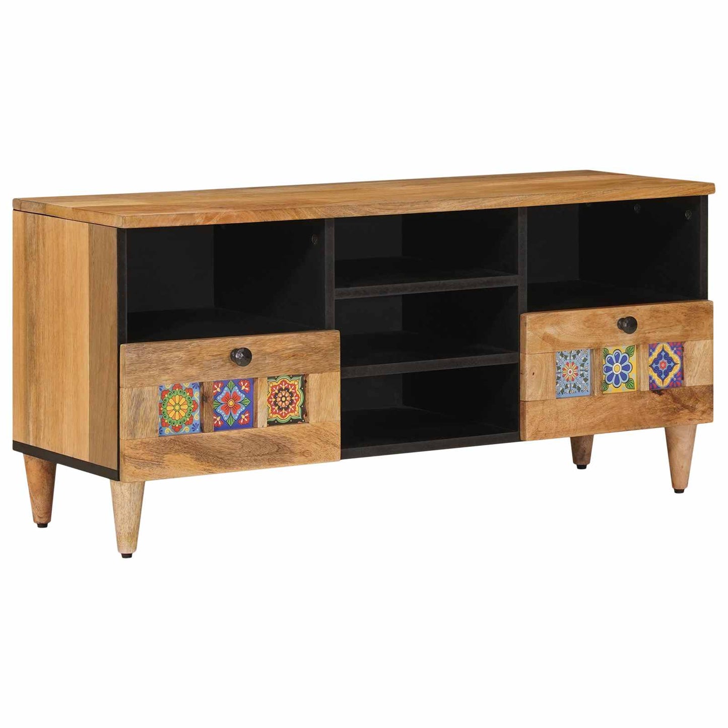 TV Cabinet with Shelf Natural 100 x 33 x 46 cm Solid Mango Wood