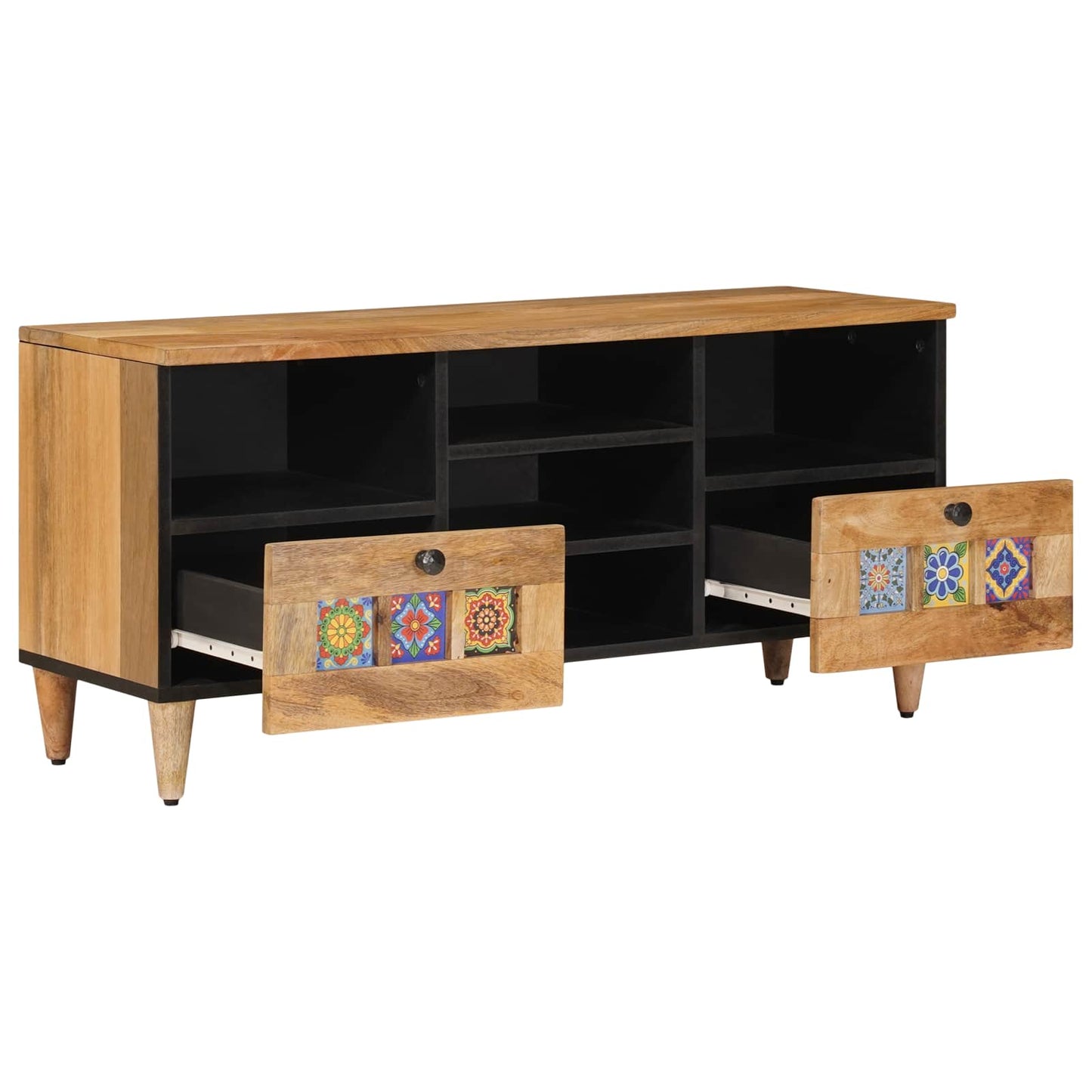 TV Cabinet with Shelf Natural 100 x 33 x 46 cm Solid Mango Wood