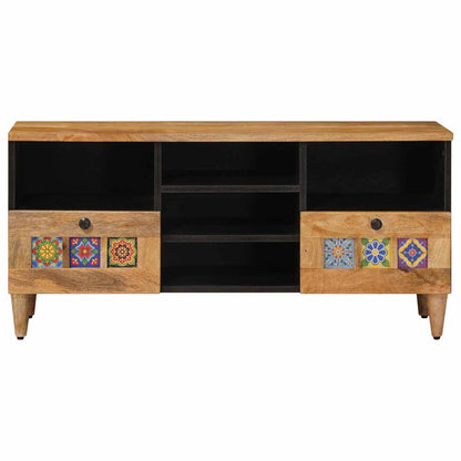 TV Cabinet with Shelf Natural 100 x 33 x 46 cm Solid Mango Wood