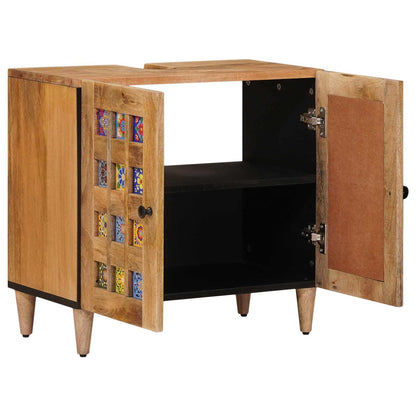 Bathroom Sink Cabinet Natural 62 x 33 x 58 cm Solid Mango Wood
