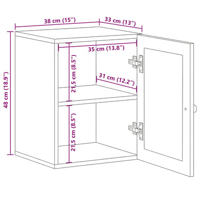 Bathroom Hanging Cabinet with Storage Natural 38 x 33 x 48 cm