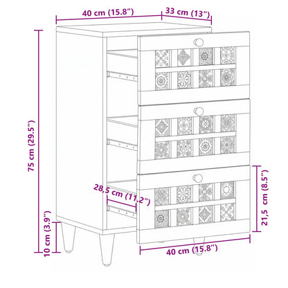Sideboard with Drawer Natural 40 x 33 x 75 cm Solid Mango Wood