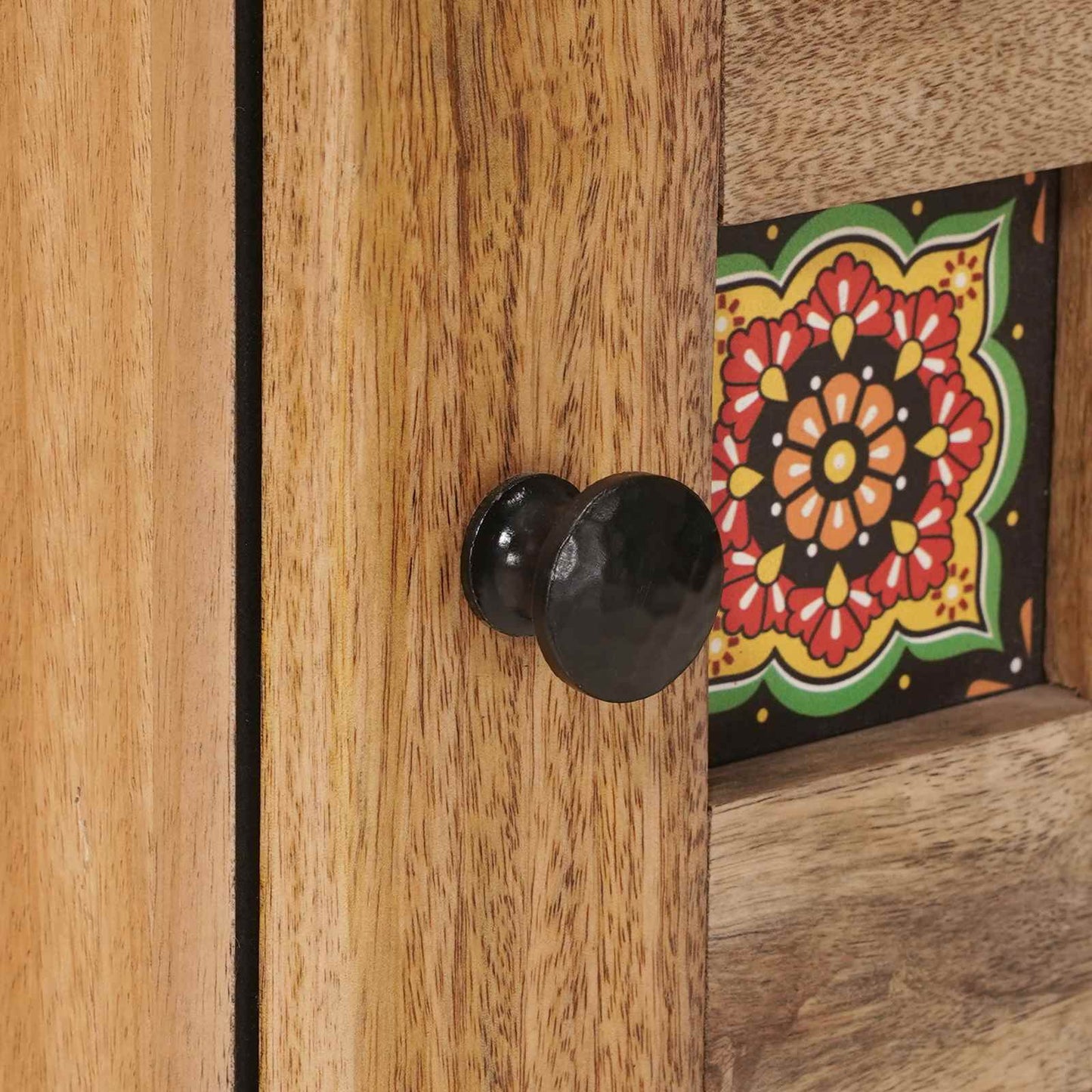 Sideboard with Door Natural 40 x 33.5 x 75 cm Solid Mango Wood