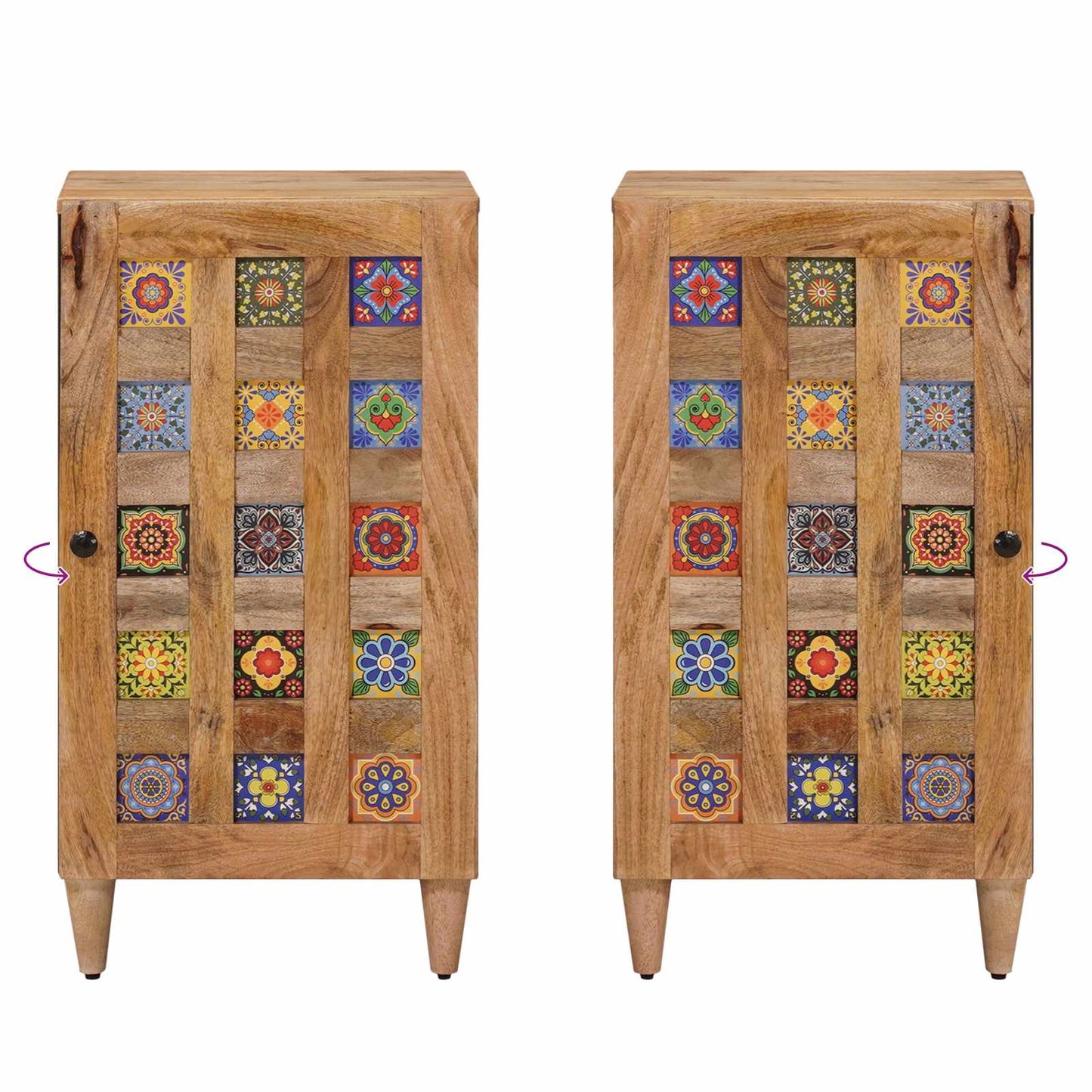 Sideboard with Door Natural 40 x 33.5 x 75 cm Solid Mango Wood