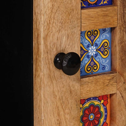 Sideboard with Door Natural 80 x 33.5 x 75 cm Solid Mango Wood