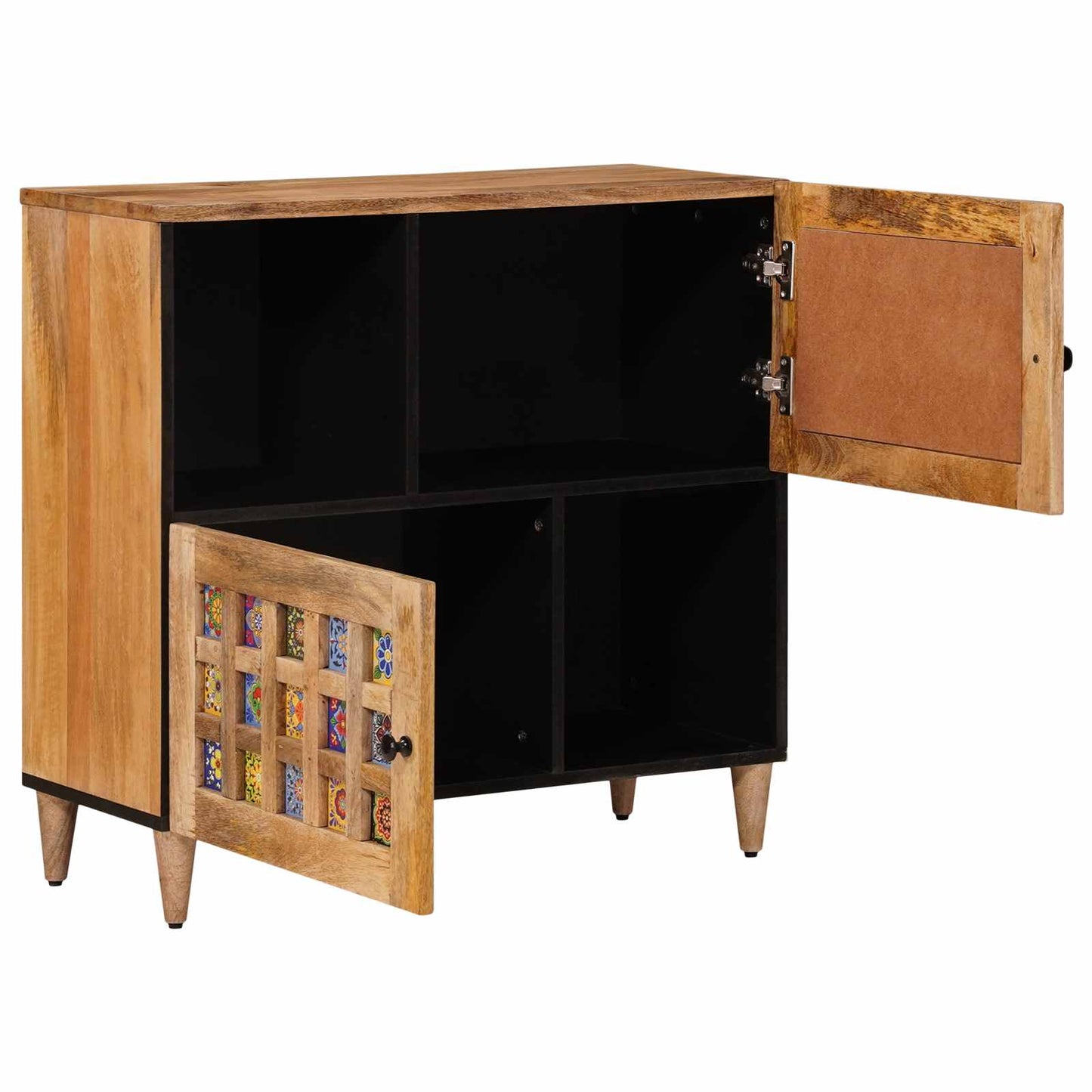 Sideboard with Door Natural 80 x 33.5 x 75 cm Solid Mango Wood