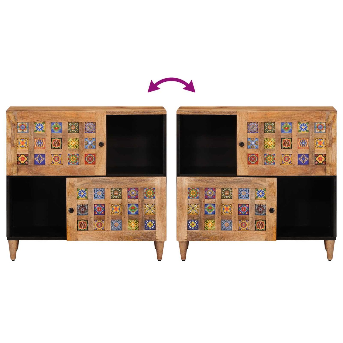 Sideboard with Door Natural 80 x 33.5 x 75 cm Solid Mango Wood