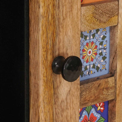 Sideboard with Shelf Natural 90 x 33.5 x 75 cm Solid Mango Wood