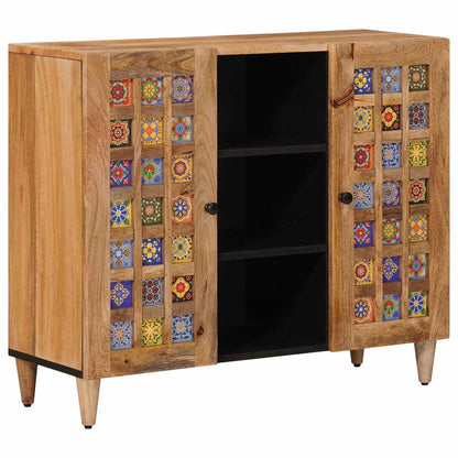 Sideboard with Shelf Natural 90 x 33.5 x 75 cm Solid Mango Wood