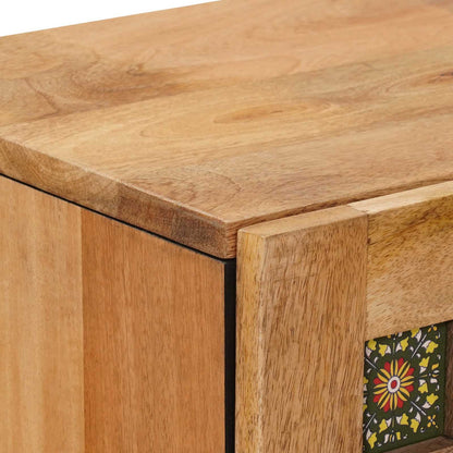Highboard with Door Natural 40 x 33 x 110 cm Solid Mango Wood