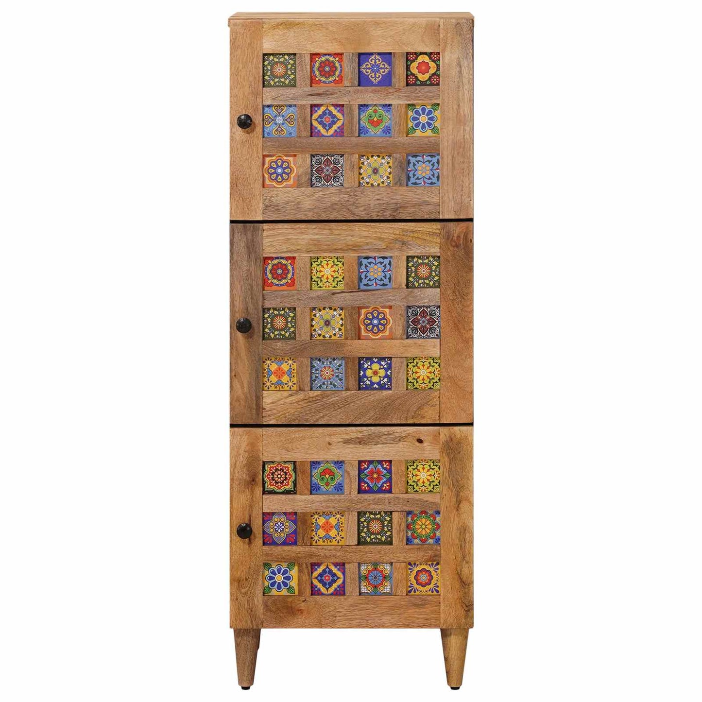 Highboard with Door Natural 40 x 33 x 110 cm Solid Mango Wood