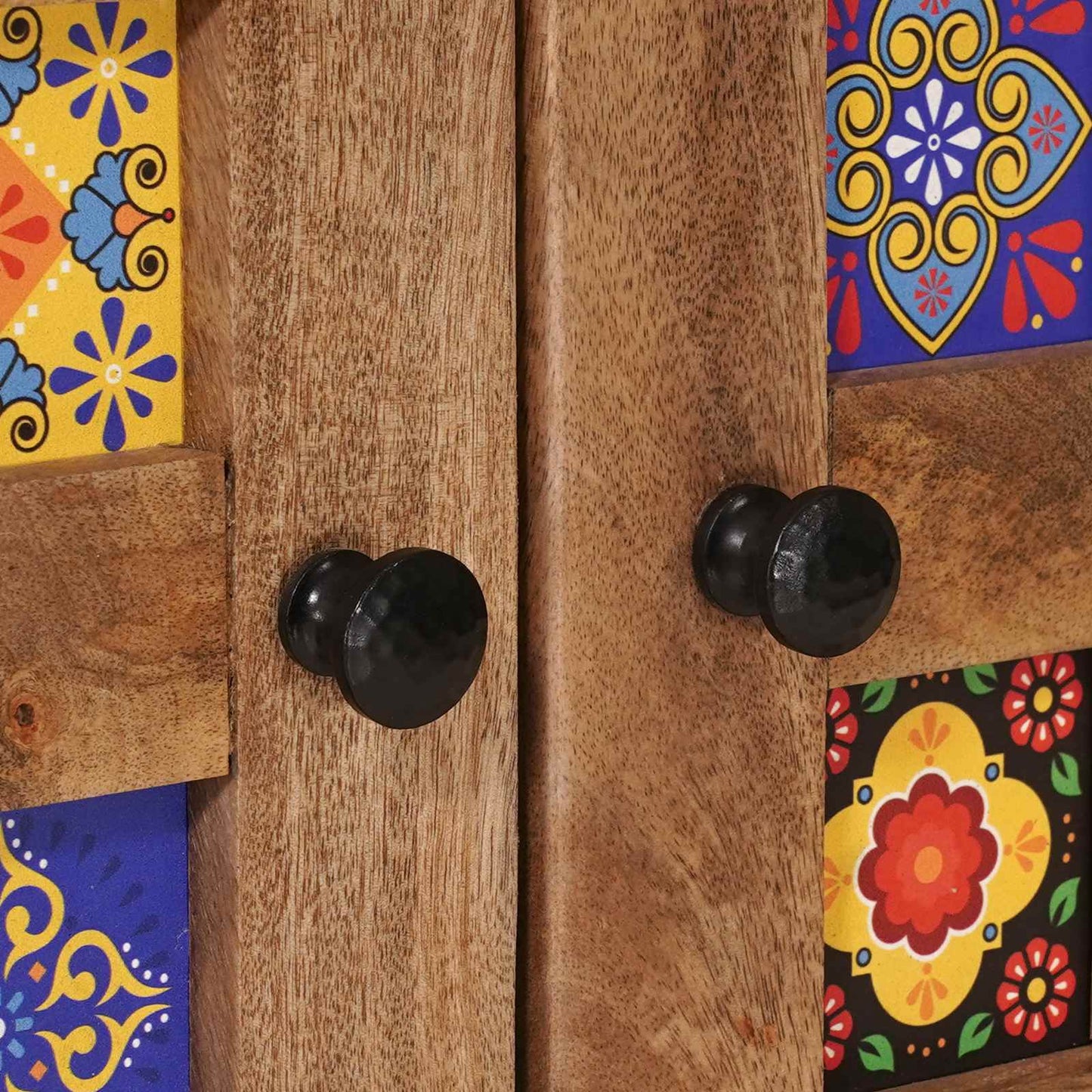 Highboard with Door Natural 60 x 33.5 x 100 cm Solid Mango Wood