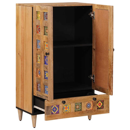 Highboard with Door Natural 60 x 33.5 x 100 cm Solid Mango Wood