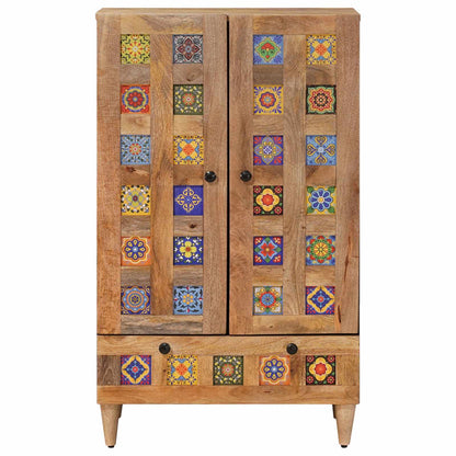 Highboard with Door Natural 60 x 33.5 x 100 cm Solid Mango Wood