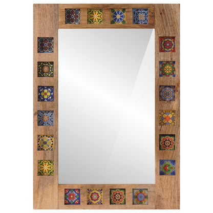 Bathroom Mirror Natural 50 x 70 x 3 cm Solid Mango Wood