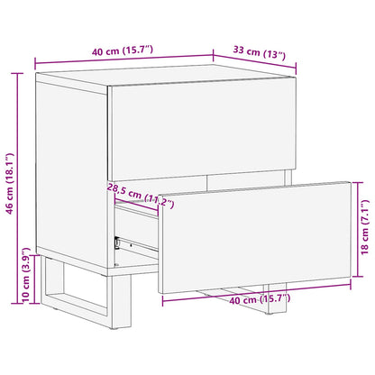 Bedside Cabinet Brown 40 x 33 x 46 cm Solid Mango Wood