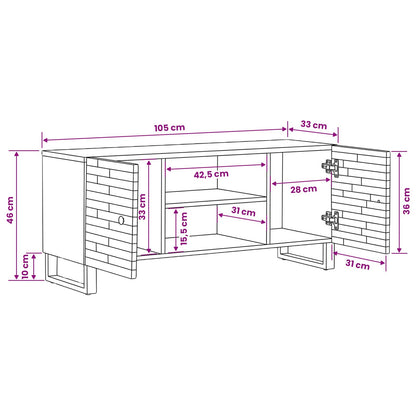 TV Cabinet with Storage Brown 105 x 33 x 46 cm Solid Mango Wood