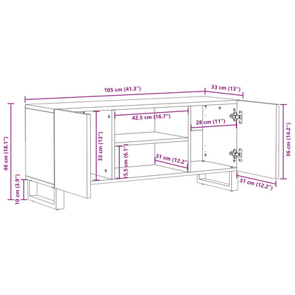 TV Cabinet with Storage Brown 105 x 33 x 46 cm Solid Mango Wood