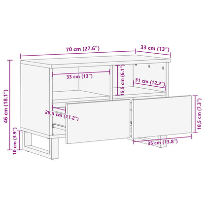 TV Cabinet with Storage Brown 70 x 33 x 46 cm Solid Mango Wood