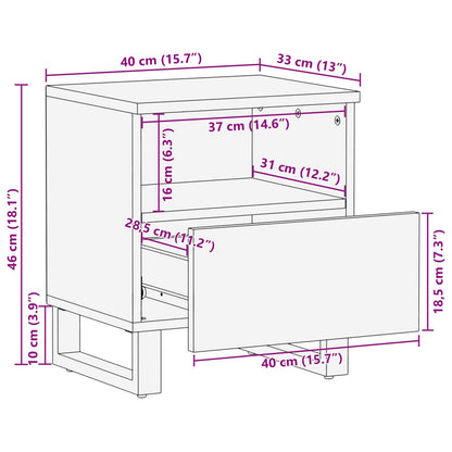 Bed cabinet with Drawer Brown 40 x 33 x 46 cm Solid Mango Wood