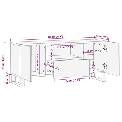 TV Cabinet with Shelf Brown 105 x 33 x 46 cm Solid Mango Wood