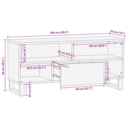 TV Cabinet with Drawer Brown 100 x 33 x 46 cm Solid Mango Wood