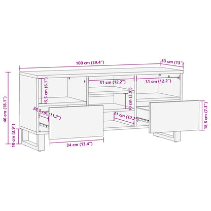 TV Cabinet Corona Brown 100 x 33 x 46 cm Solid Mango Wood
