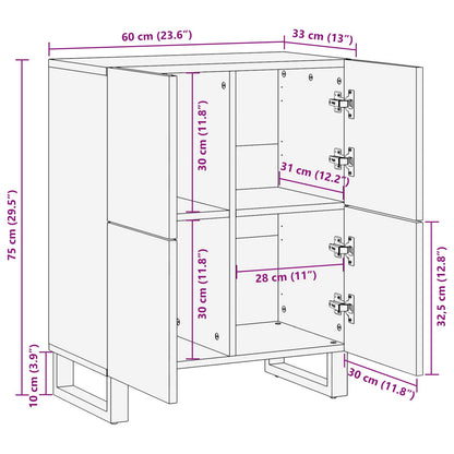 Side Cabinet with Door Brown 60 x 33 x 75 cm Solid Mango Wood