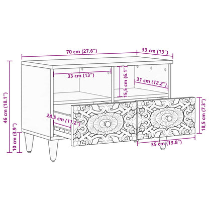 TV Cabinet Brown 70 x 33.5 x 46 cm Solid Mango Wood