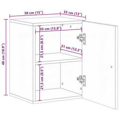 Bathroom Hanging Cabinet with Storage Brown 38 x 33.5 x 48 cm