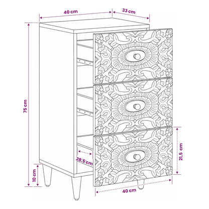 Sideboard Brown 40 x 33 x 75 cm Solid Mango Wood