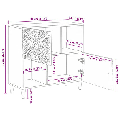 Sideboard with Storage Brown 80 x 33.5 x 75 cm Solid Mango Wood