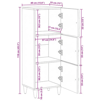 High Board with Shelf Brown 40 x 33.5 x 110 cm Solid Mango Wood