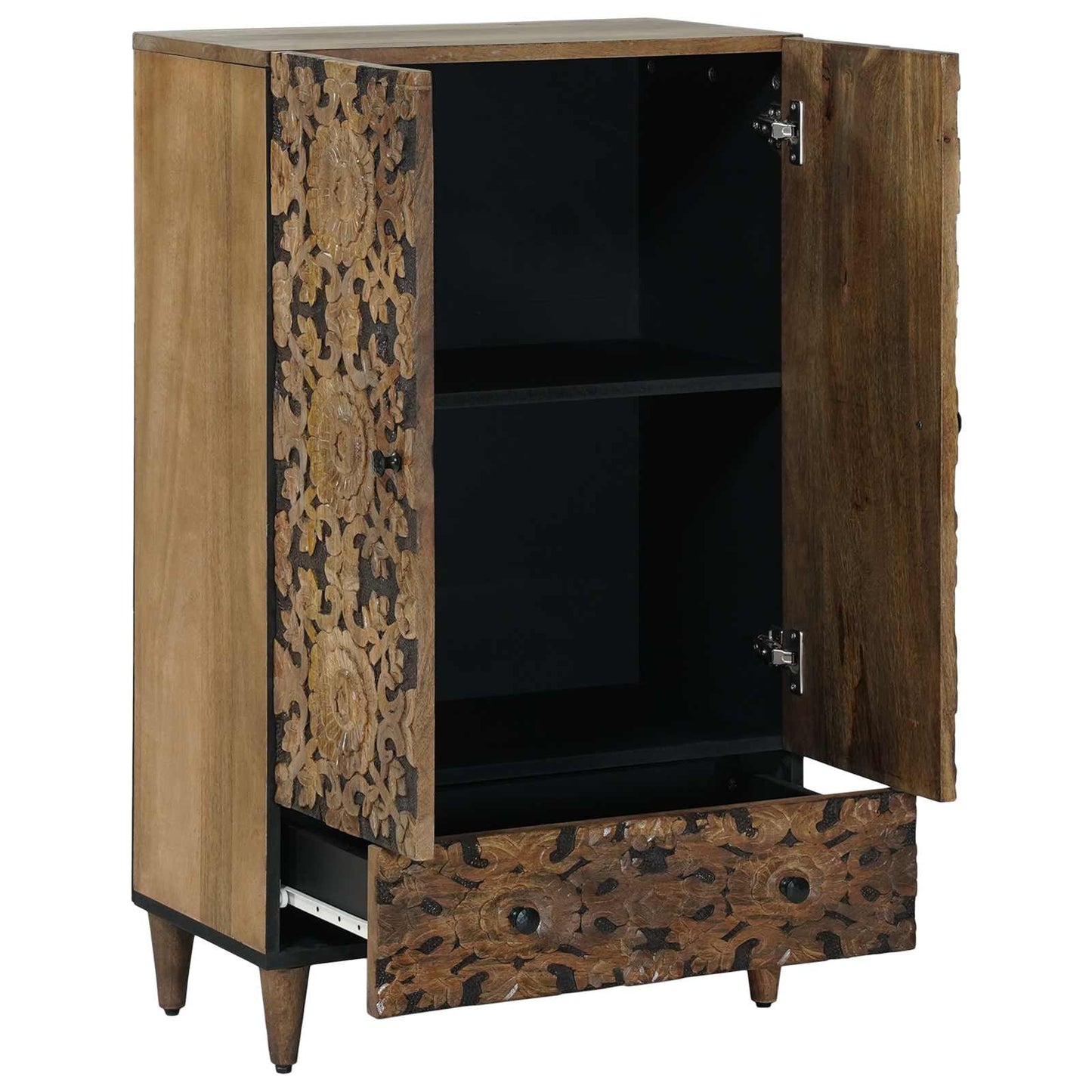 High Board with Shelf Brown 60 x 33.5 x 100 cm Solid Mango Wood