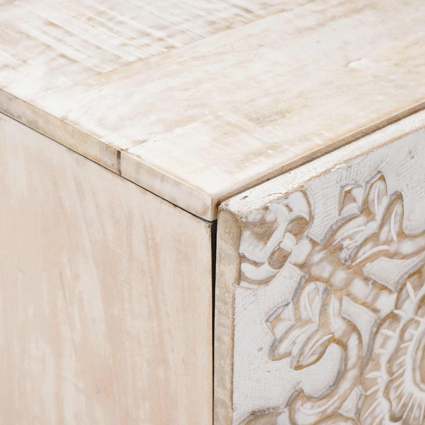 Bedside Cabinet White 40 x 33.5 x 46 cm Solid Mango Wood