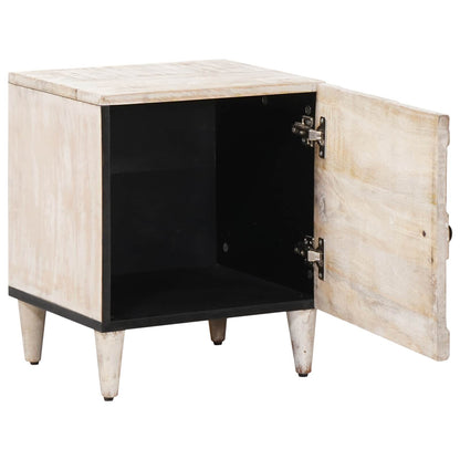 Bedside Cabinet White 40 x 33.5 x 46 cm Solid Mango Wood