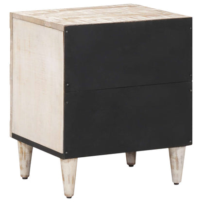 Bedside Cabinet White 40 x 33.5 x 46 cm Solid Mango Wood