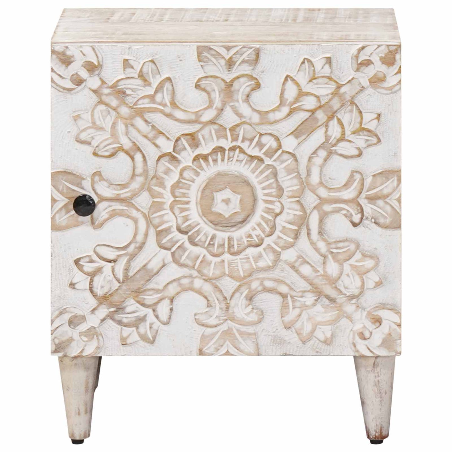 Bedside Cabinet White 40 x 33.5 x 46 cm Solid Mango Wood