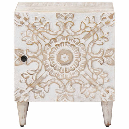 Bedside Cabinet White 40 x 33.5 x 46 cm Solid Mango Wood