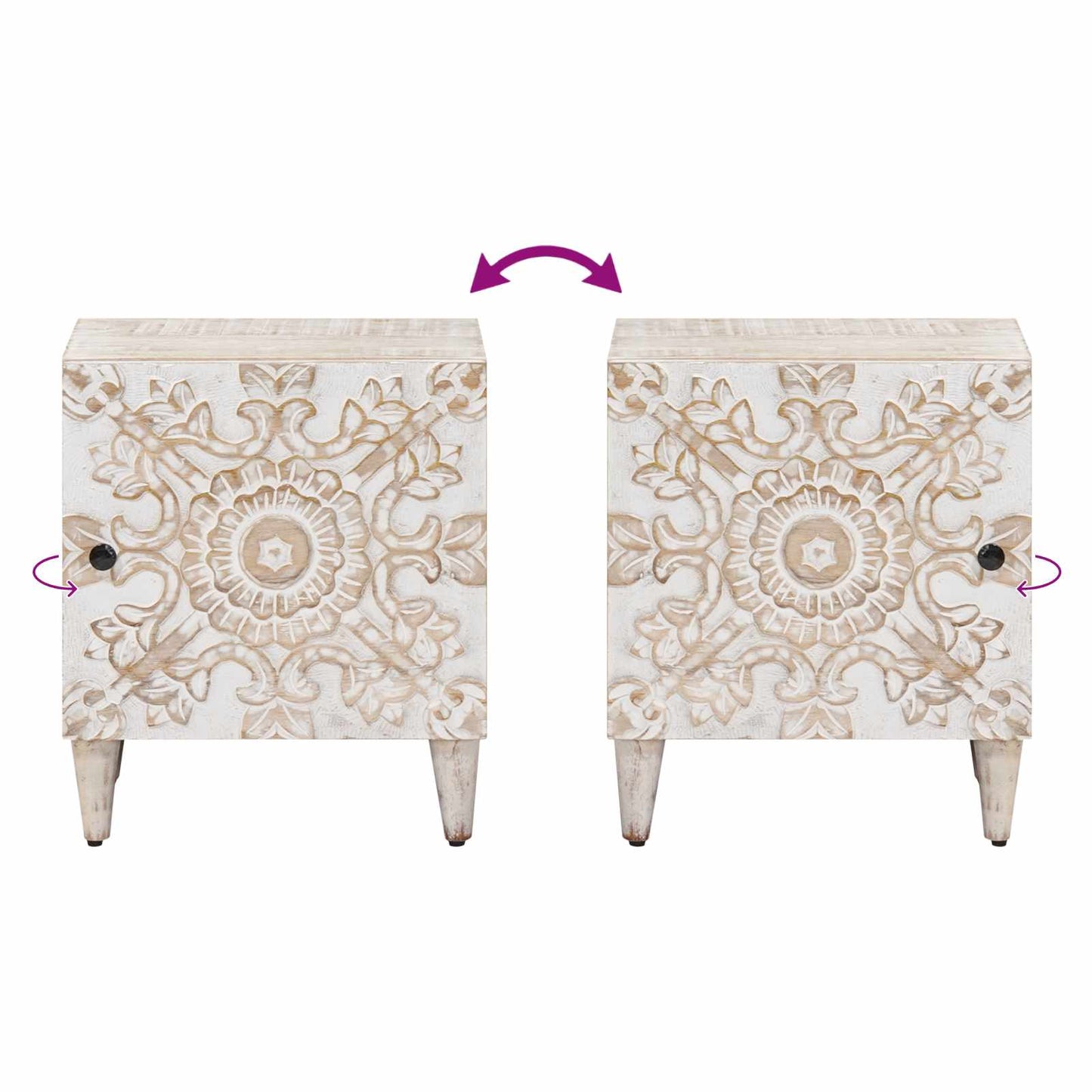 Bedside Cabinet White 40 x 33.5 x 46 cm Solid Mango Wood