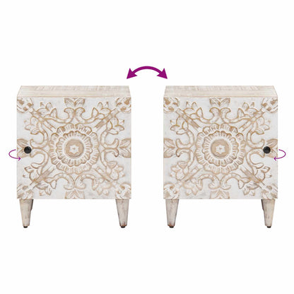 Bedside Cabinet White 40 x 33.5 x 46 cm Solid Mango Wood