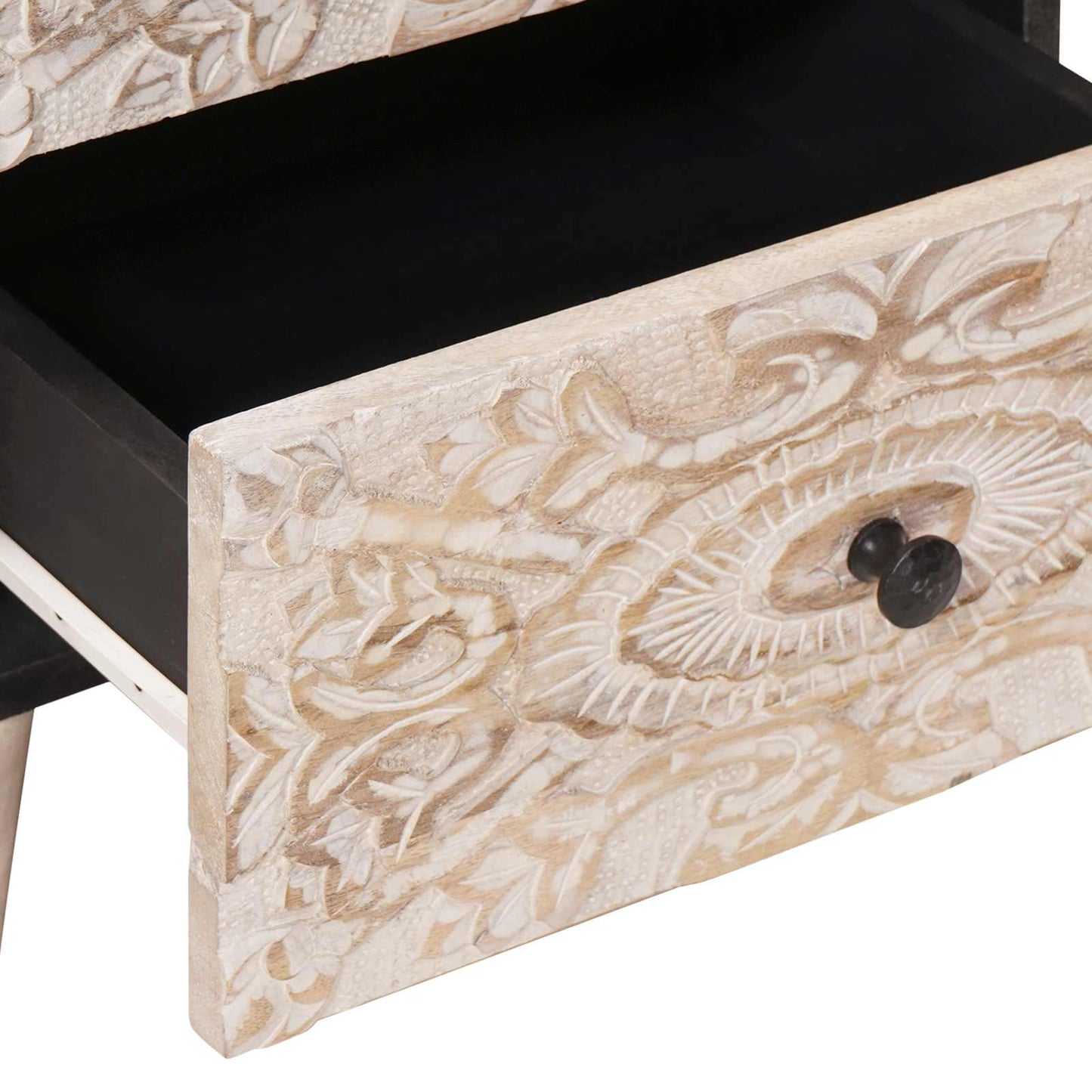 Bedside Cabinet White 40 x 33.5 x 46 cm Solid Mango Wood