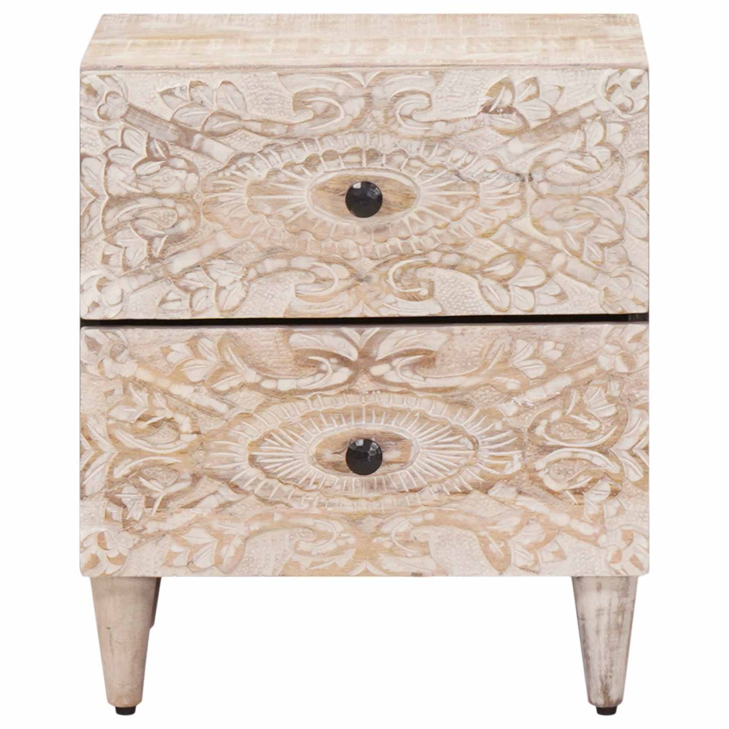 Bedside Cabinet White 40 x 33.5 x 46 cm Solid Mango Wood
