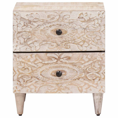 Bedside Cabinet White 40 x 33.5 x 46 cm Solid Mango Wood