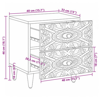 Bedside Cabinet White 40 x 33.5 x 46 cm Solid Mango Wood
