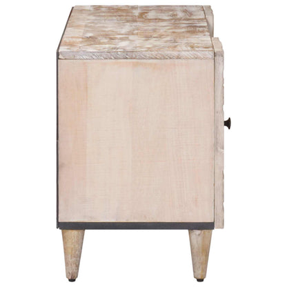 TV Cabinet White 105 x 33.5 x 46 cm Solid Mango Wood